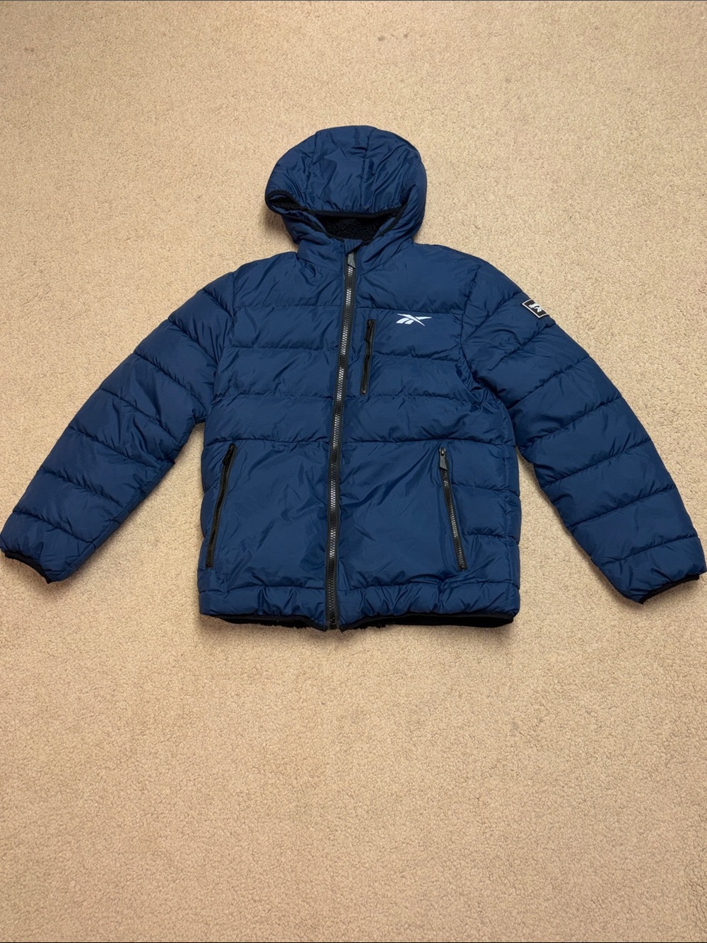 Reebok Blue Quilted Hooded Puffer Jacket